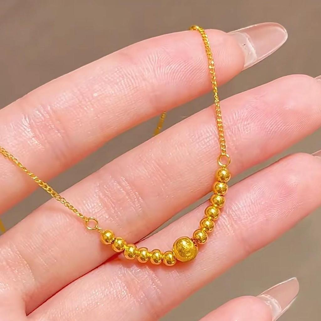 Vietnamesische Sandgold Katzenaugen Perlenkette mit Disco Anhänger - Perfektes Qixi Festival oder Geburtstagsgeschenk für Freundin