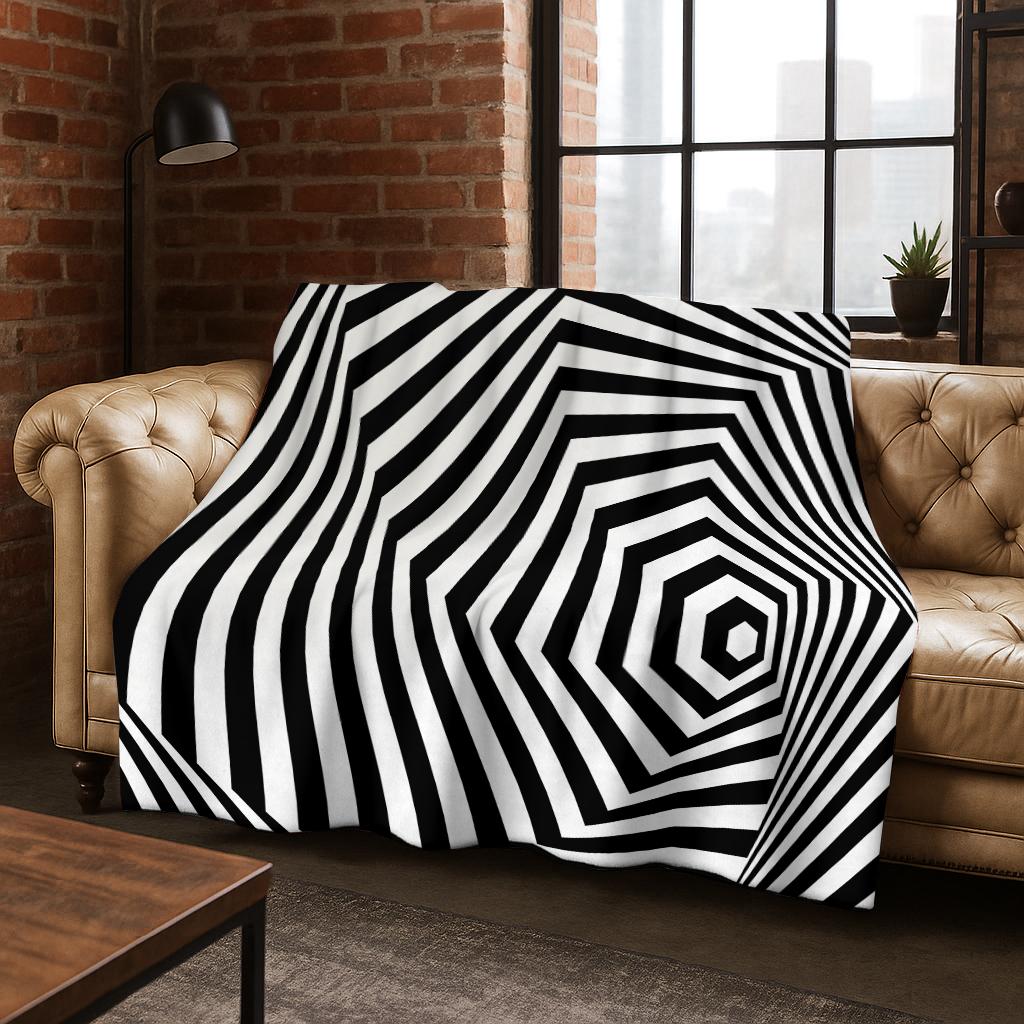 3D Mosaic Visual Geometry Illusion Flannel Blanket Soft Warm Blanket for Bedroom Living Room Bed Travel Camping Picnic Gift