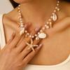 Set Collana e Bracciale Estivo Bohemien con Stella Marina, Conchiglia e Perle