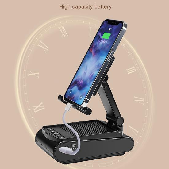 Mobile Phone Holder with Wireless Bluetooth-compatible Speaker Telescopic Great Load Bearing Anti-skid Bottom