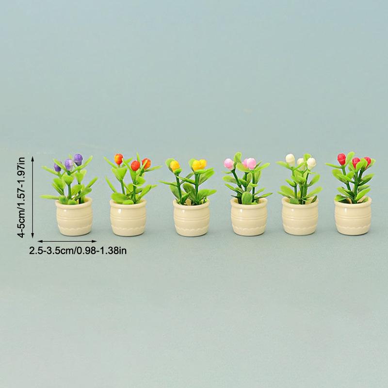 10Pcs 1/12 Dollhouse Flower Plant Potted Model Dollhouse Mini Garden Decoration Dolls House Accessories Micro Landscape Ornament