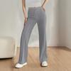 Straight Leg Elastic Button Business Casual Work Pants Knitted Elastic Waist Casual Pants