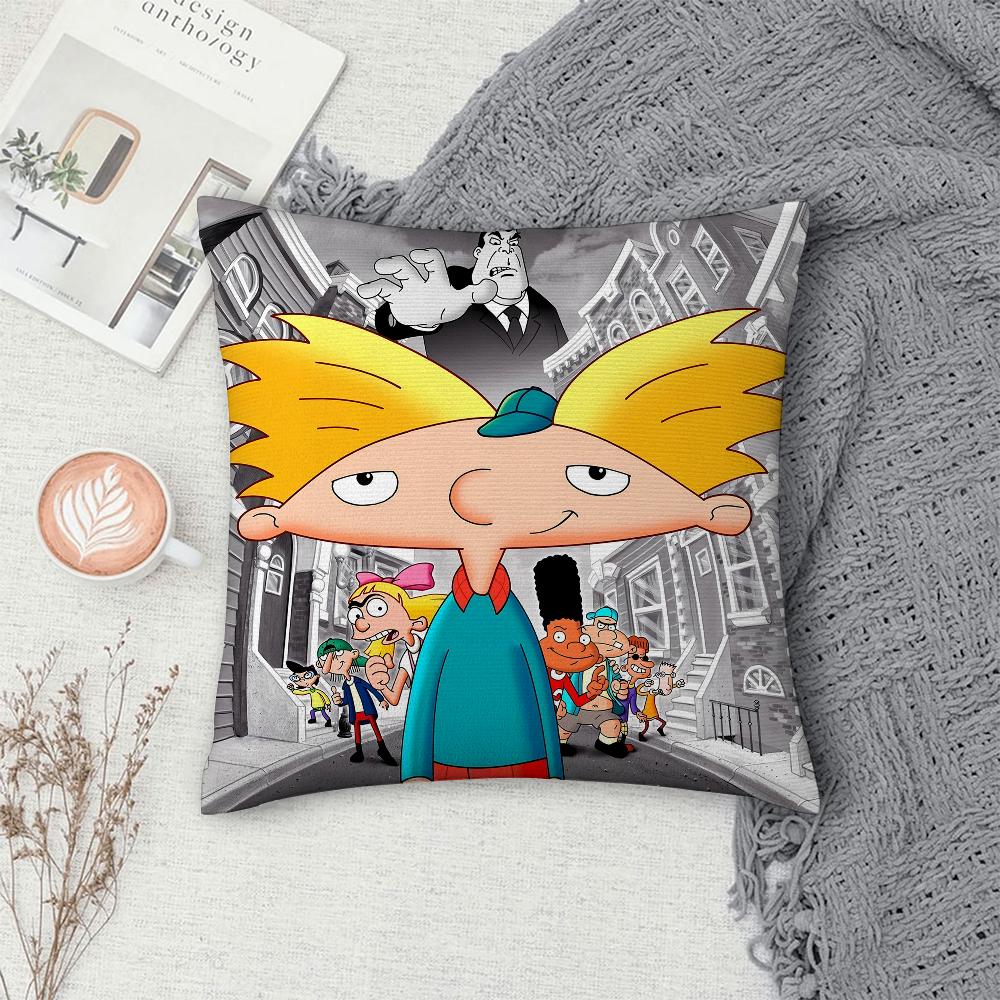 Cartoon Hey A-Arnold Pillow Case Sofa Decorative Home Double-sided Print Plush Square Throw Pillow Covers Cushion Decor Cover