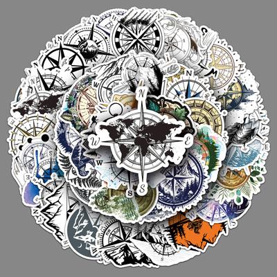 50 Compass Graffiti Stickers Personalized Outdoor Camping Decoration Mobile Suitcase Water Cup Waterproof Stickers