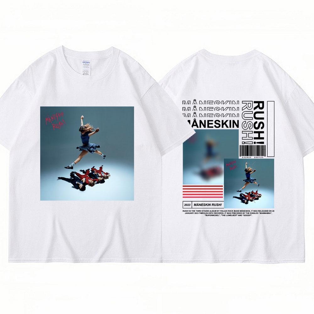Italian Rock Band Maneskin T Shirt Music Album Rush T-shirts Men Women Hip Hop Oversized Cotton Fashion Tees