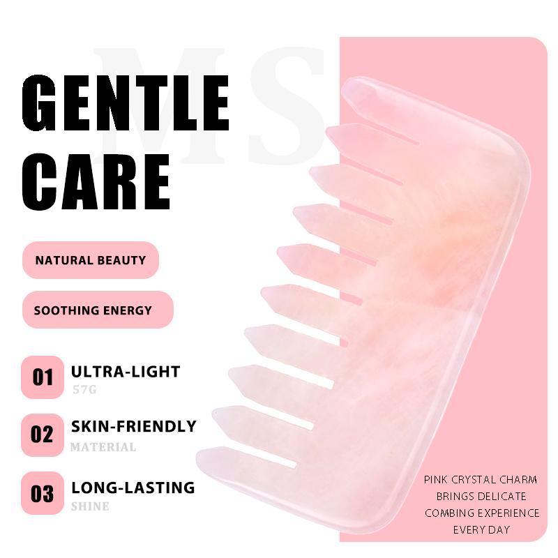 Custom Logo Engraved Portable Rose Quartz Gua Sha Massage Comb Water Resistant Skin-Friendly Fashion Home Use Fast Delivery for