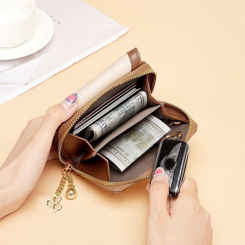 Women’s Short Wallet PU Leather Bifold Wallet with Zipper Coin Pocket Card Holder Compact Clutch Purse RFID Blocking Small Lady Wallet