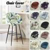 Dustproof Curved Chair Cover Short Back Printed Arc Armchair Slipcovers Dining Chairs Covers Elastic Natal Pokrowiec Na Krzeslo