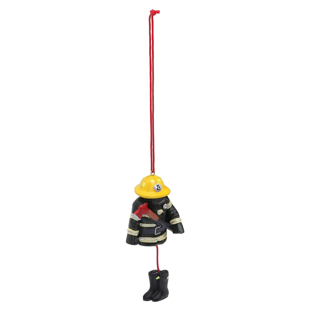 Xmas Firefighter Hanging Ornament Yellow Green Color Matching Resin Fireman Xmas Tree Car Decoration