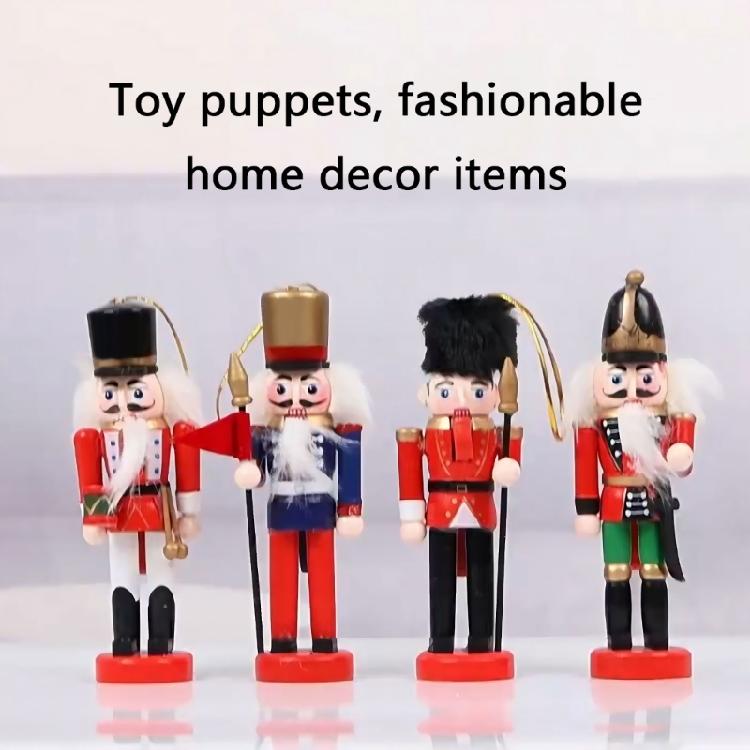 Set of 6 12CM Natural Wood Unpainted Nutcrackers Blank DIY Project For Home Decors And Holiday Celebration Decoration