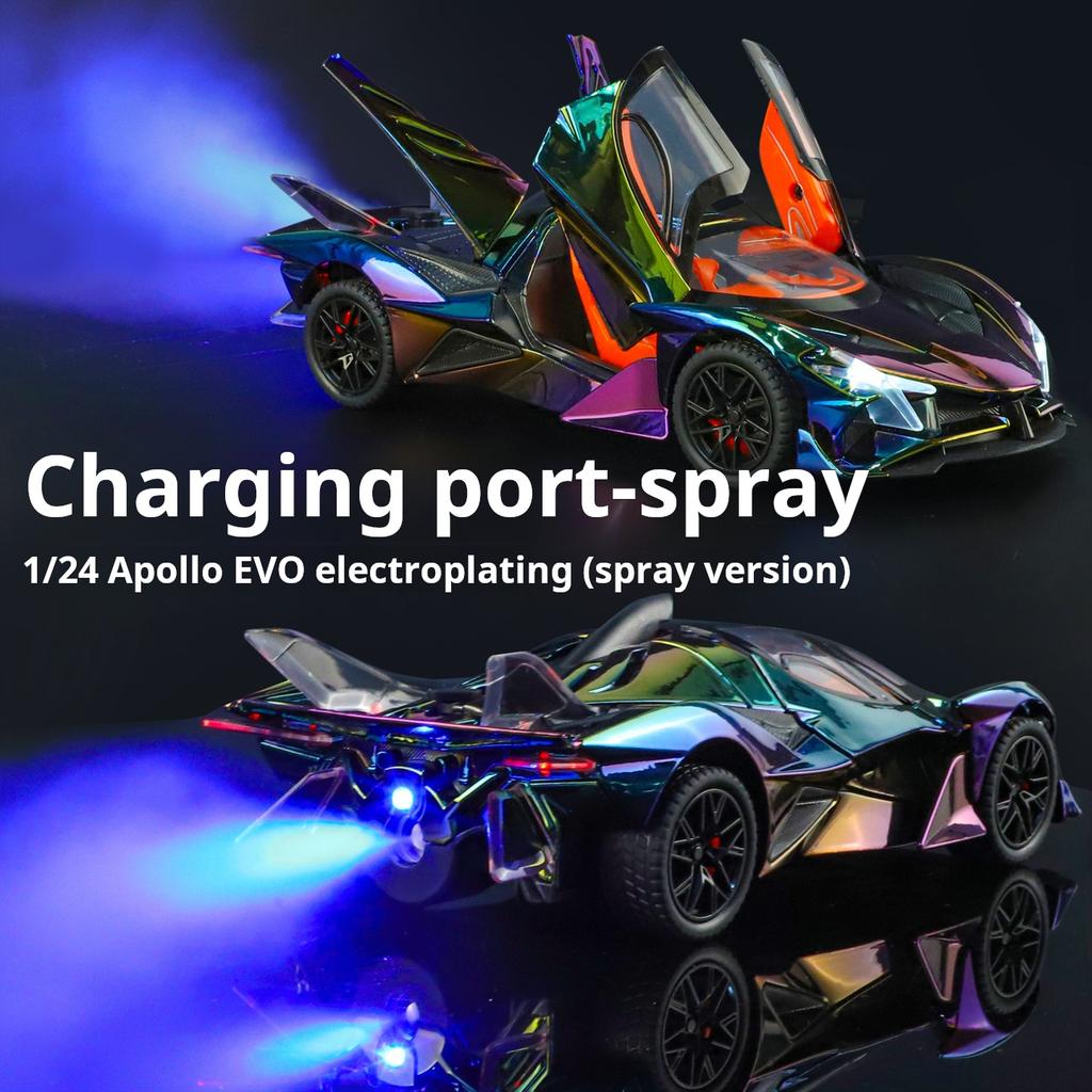 Alloy model car 1:24 Apollo EVO electroplated spray version model Diecast car Model with Sound &Light Boys Gift collectibles