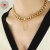 Exaggerated 18K Gold-Plated Titanium Steel Cuban Necklace & Bracelet Set - European/American Hip Hop Style