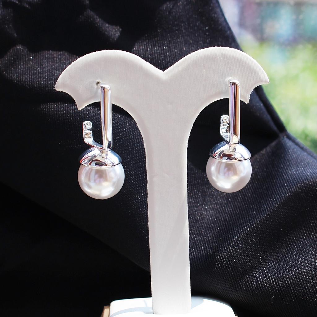 Accessoires Französische Premium-Silber-Quadrat-Ohrringe mit großen Perlen, elegante, intellektuelle, geometrische Ohrstecker 474