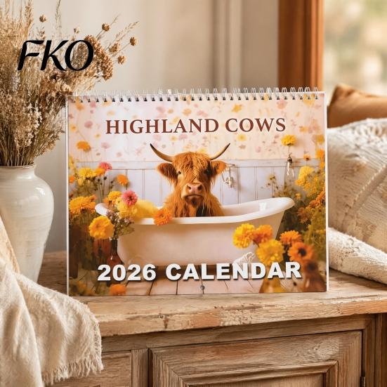 Traditional Style Calendar 2027 Wall Calendar, Decorative Monthly Planner with Metal Twin-Wire Binding for Professional Office Supplies Easy