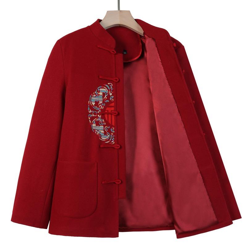 New Woolen Tang-style Cotton-padded Clothes for Men and Women, Grandparents, Autumn Couple Clothes, Piled and Thickened Birthday Dresses