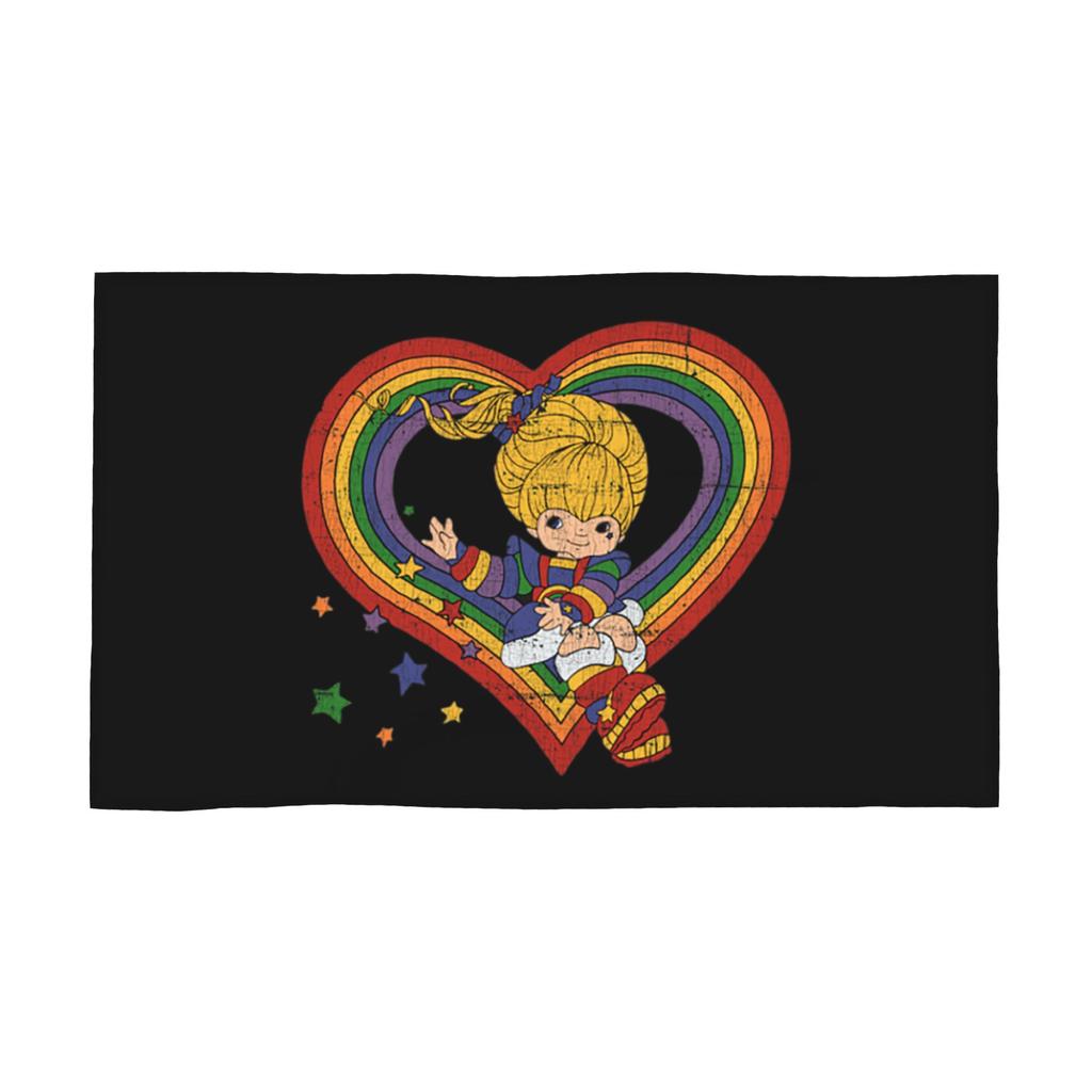 Rainbow Brite With Rainbow Heart Soft Face Towel Quick Dry Pool Bath Cotton Towels Absorbent