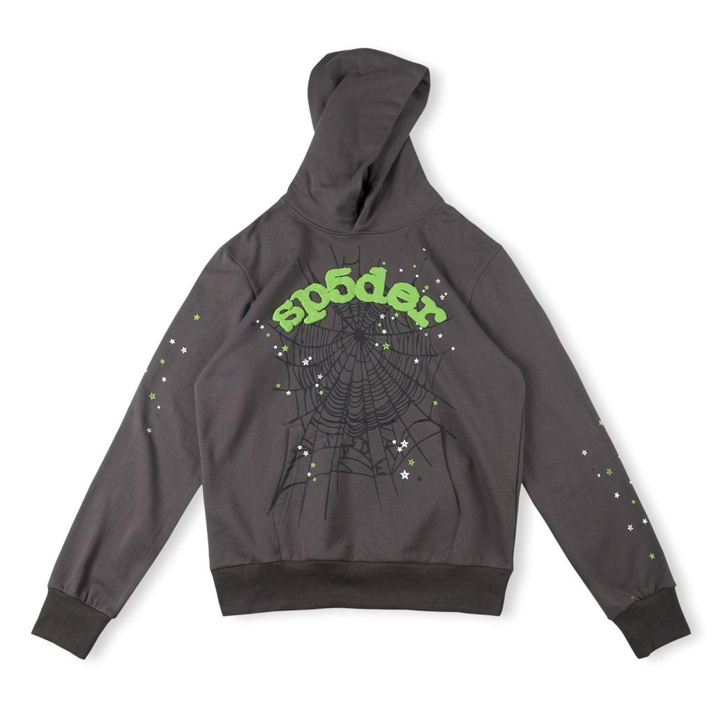 European and American Trendy Brand Sp5der Spider Web Print Hooded Sweater for Men and Women Loose Heavy Fleece Hip Hop Couple Hoodie