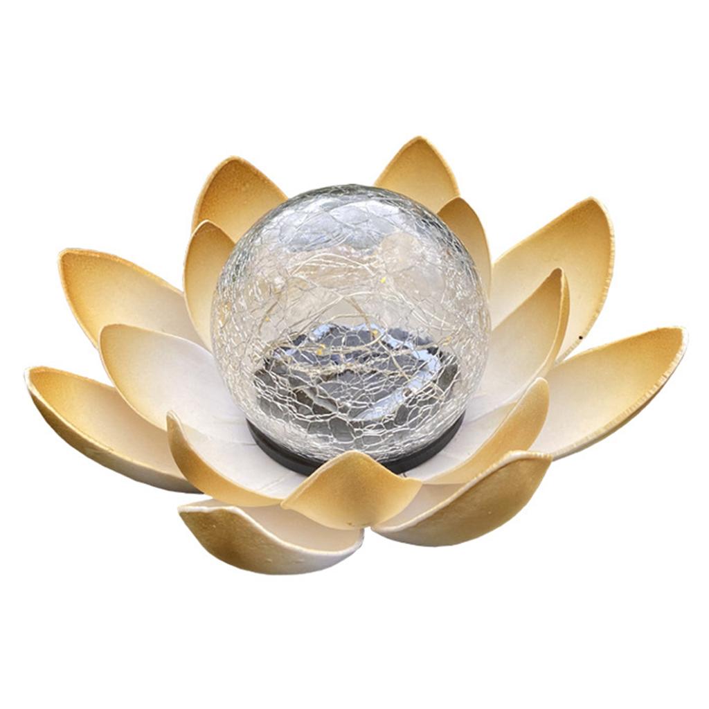LED Solar Lotus Light Crack Glass Balls Flowers Lamp Outdoor Garden Lawn Yard Arts Ornament Garden Decoration