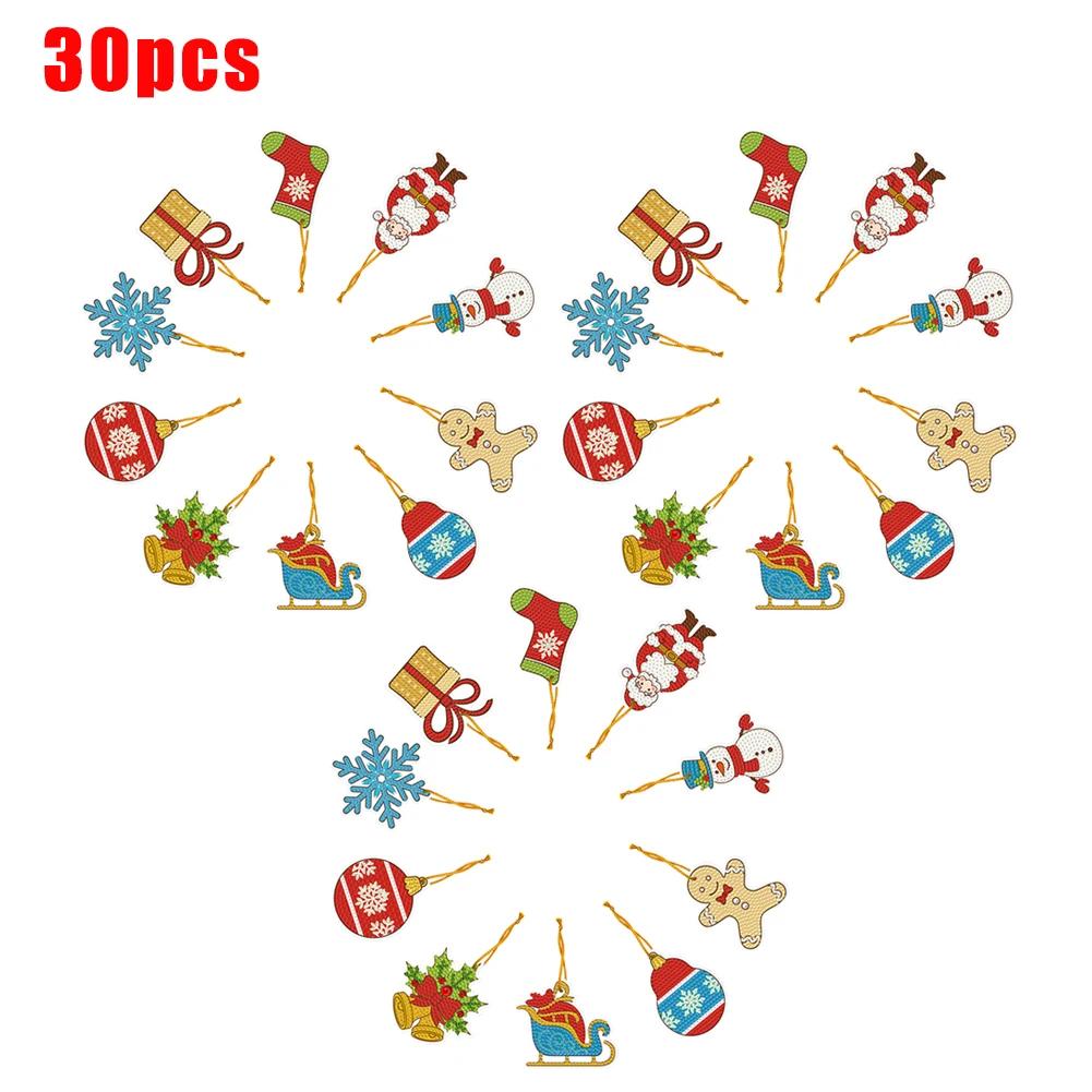 10/20/30pcs DIY Full Drills Diamond Painting Christmas Tree Pendant Hanging Ornament Christmas Decoration Natal Navided