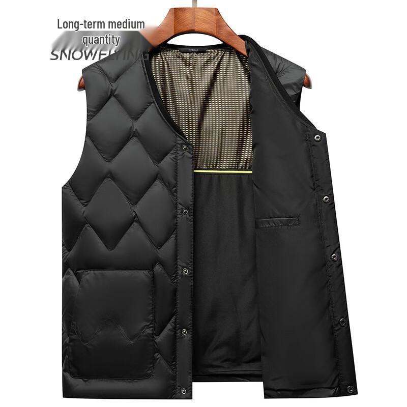 SNOWFLYING Men's V-Neck Quilted Down Vest