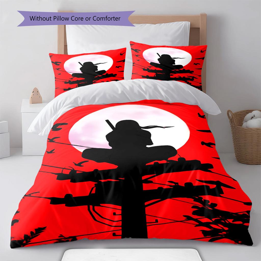 Naruto Dynamic Action Pose Bedding Set Anime Duvet Cover Polyester Soft Bed Linen Bedroom Set -QJY