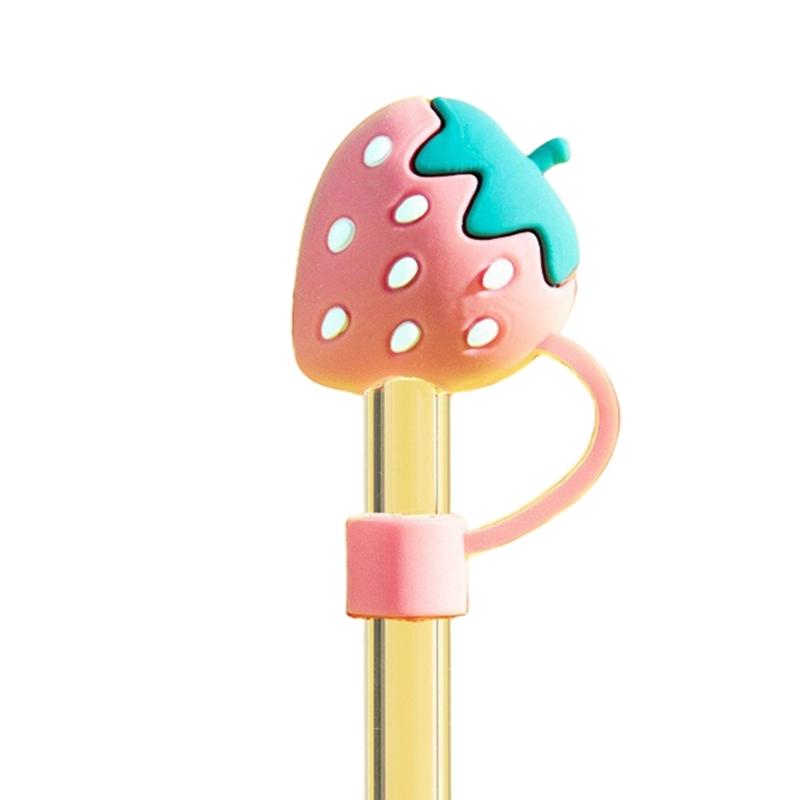 Set of 6 Silicone Drink Caps Dustproof Cartoon Straw Cover Straw Plug Simple Silicone Straw Tip Cover for Straw Use