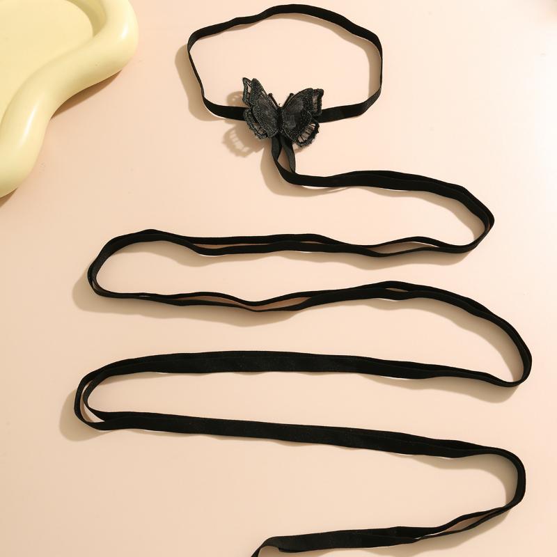 Lolita Cross Bandage Stehenní řetízek Harajuku Sexy Black Flower Butterfly Nohy Náramek Elastické Y2K tělové šperky Příslušenství