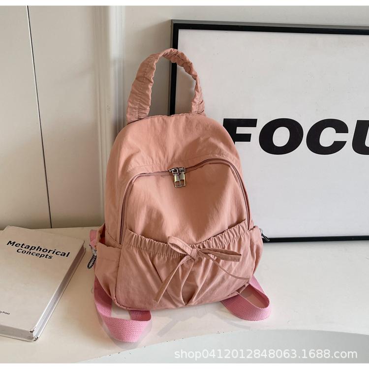 

Повседневная большая плечевая сумка 2025 новая студенческая школьная сумка корейская версия бант холст дорожный рюкзак розовый