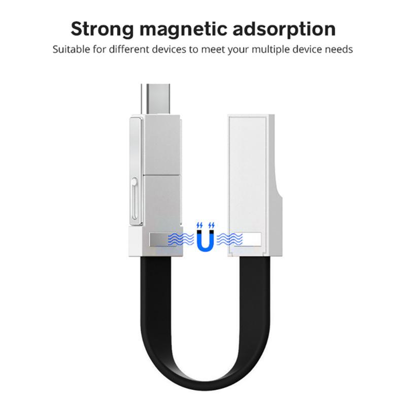 3-in-1 Micro-USB Typ-C Datenkabel Tragbares Schlüsselanhänger-Ladegerät Ladekabel Kompatibel für iPhone