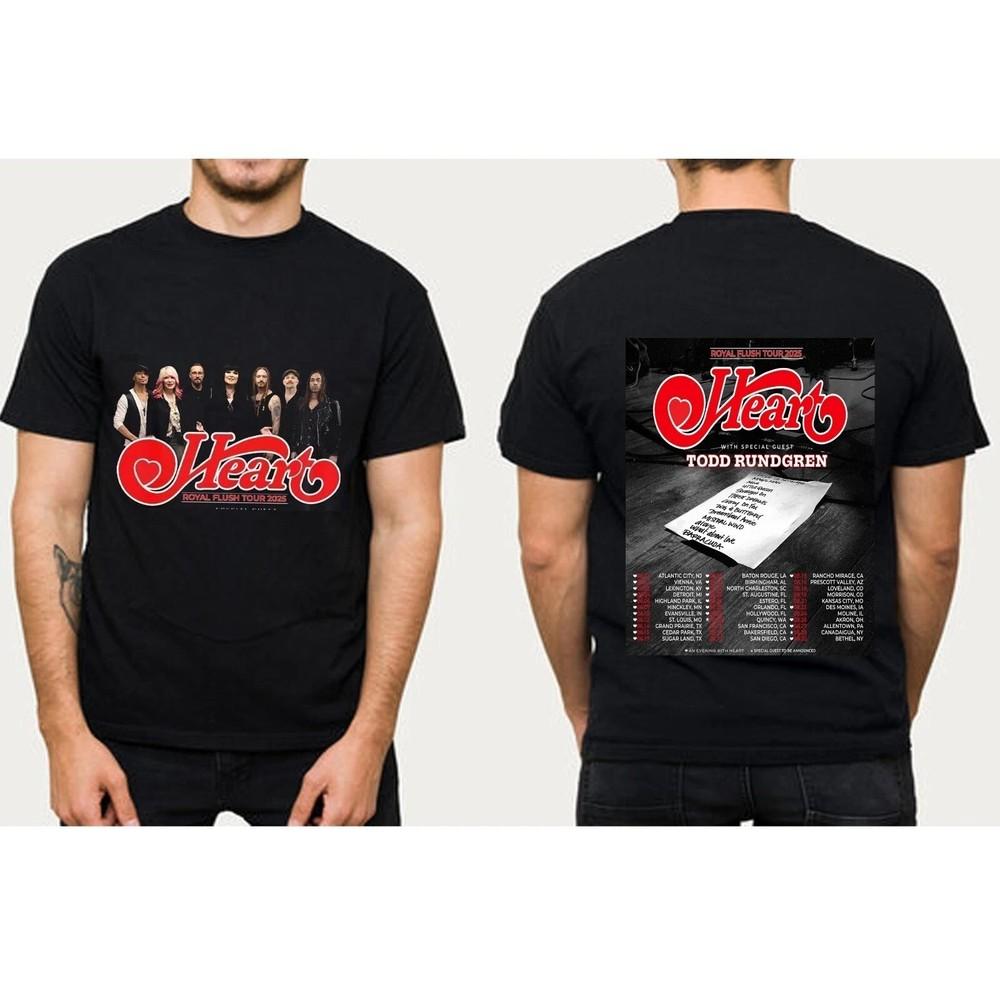 Heart Royal Flush Tour 2025 T Shirt Todd Rundgren Band Concert Tee