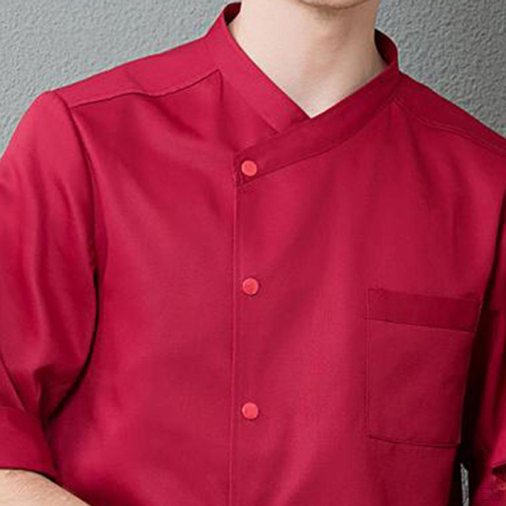 Women Men's 3/4 Sleeve Chef Coat Work Clothes Kitchen Jacket M