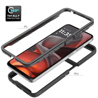 Luxus 2-in-1 Armor Stoßfeste Hülle für Moto G87 G77 G67 G17 Power G86 G06 G56 G66J G66Y Matt Transparent PC+TPU Schutzhülle