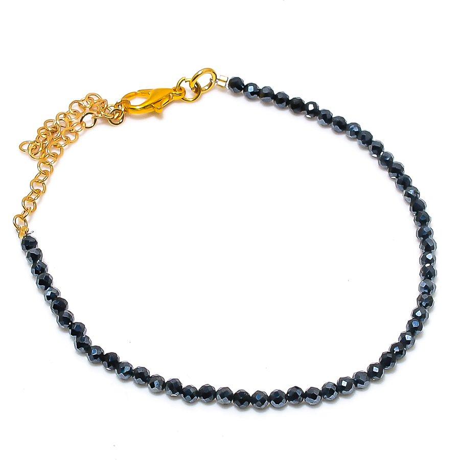 Iolite Quartz Gemstone Handmade 925 Sterling Silver Bracelet 7-8" KJ-1007