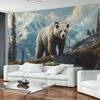 Large Snow Mountain Bear Tapestry Wall Hanging Art Fabric Mural Animal Theme Home Decor for Living Room Bedroom