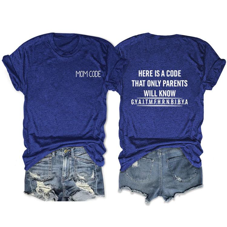 Fashion before and after here is a code letter print women's casual short sleeves