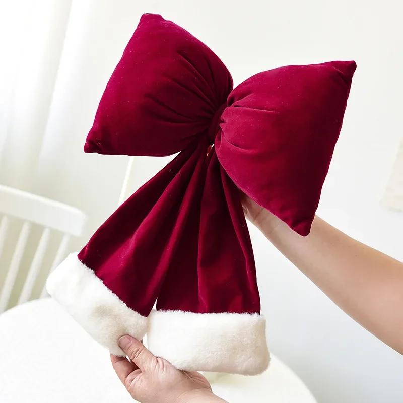 Large Red Velvet 3D Christmas Bow Pendant Ornament
