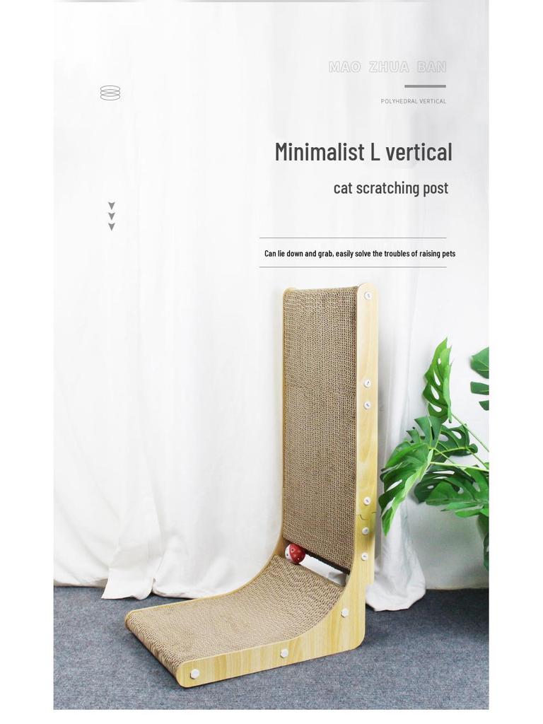 Large L-Shaped Wall-Mounted Cat Scratching Board and Bed Combo