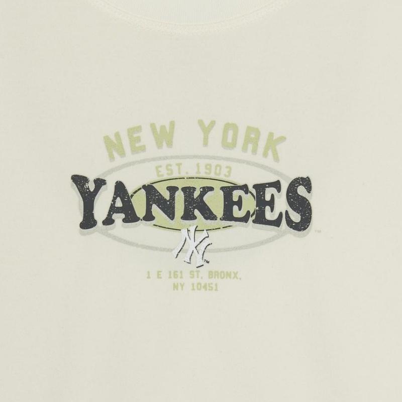 New MLB Preppy Style Collection New York Yankees T Shirt Women's Cream 3FTSV0753-50CRS