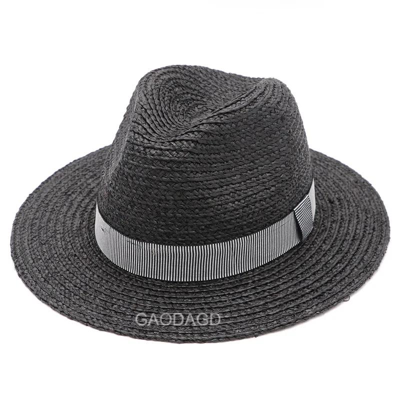 

Large Size Natural Raffia Jazz Straw Hat for Men Women Wide Brim Summer Sun Hat UPF50+ Travel Panama Beach Hat Vintage 57-63cm 63cm