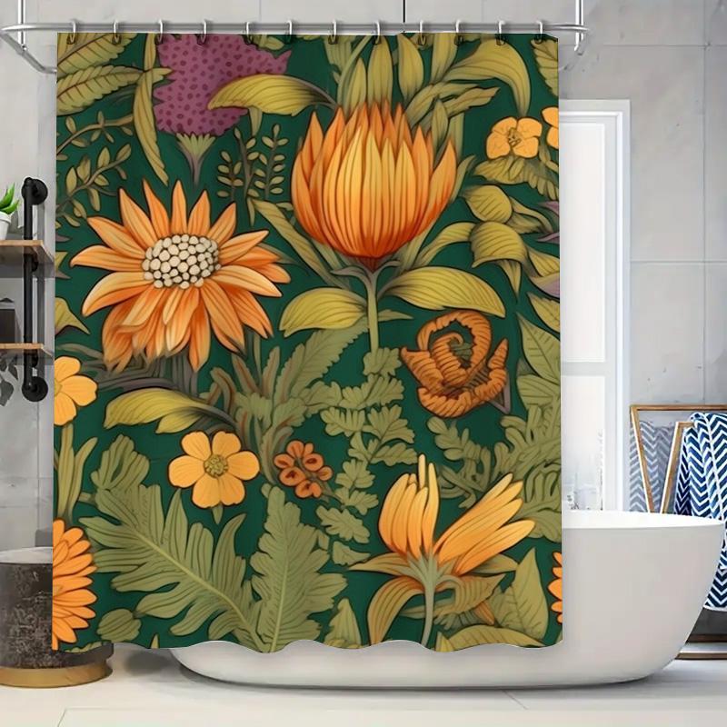 

Зеленая Цветочная Шторка для Душа Рустик Бохо Декор 69x72 90x180cm