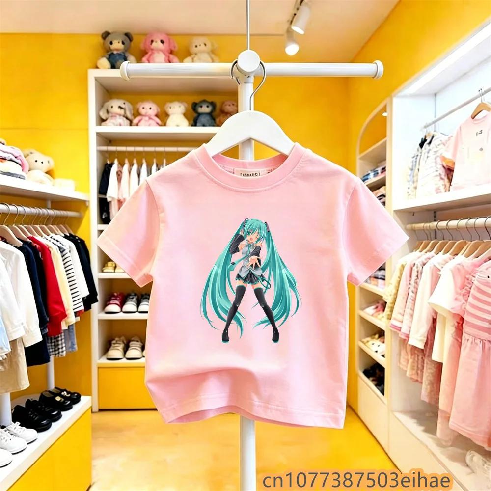 Retro Classic Hatsune Miku Joint Pure Cotton Short Sleeve Anime Printed Casual Unisex TShirt Vintage Style Daily Leisure Wear