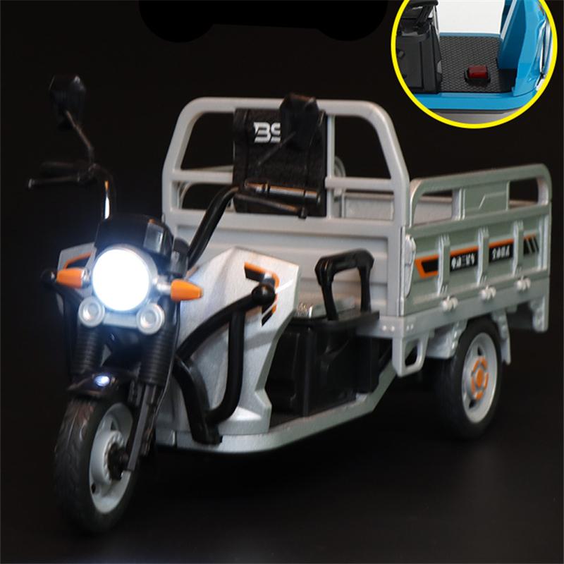 1/12 Sanbengzi Aliaj Motocicletă cu Trei Roți Model Metal Turnat Sub Presiune Triciclu Electric Model Vehicule Sunet și Lumină Jucărie Cadou pentru Copii