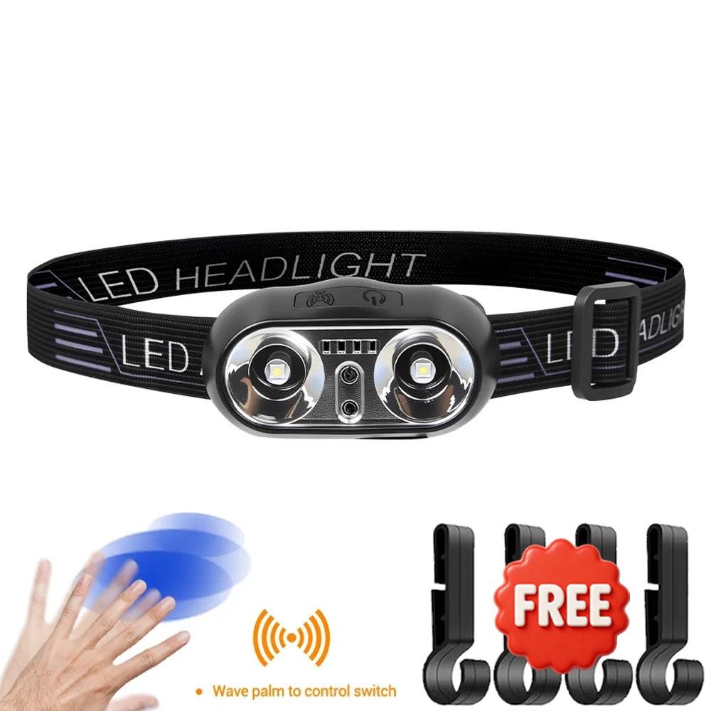 Motion Sensor Rechargeable Headlight Flashlight LED Ultra Bright Headlights Fishing Headlamp Led Forehead Head Lamp Flashlighs