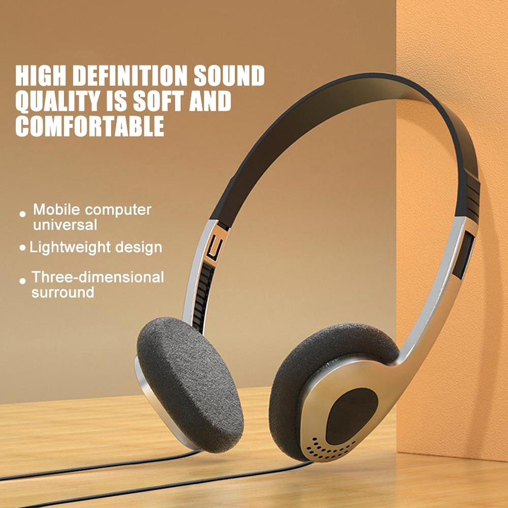 Stylish retro portable wired headphones 3.5mm over-ear sports headphones Compatible with computers, mobile phones, MP3 etc.
