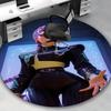 1pc Anime Design Round Carpet - Office Chair Mat with Purple Hair and Blue Floral Print, Suitable for Home Decor, Gaming Room
