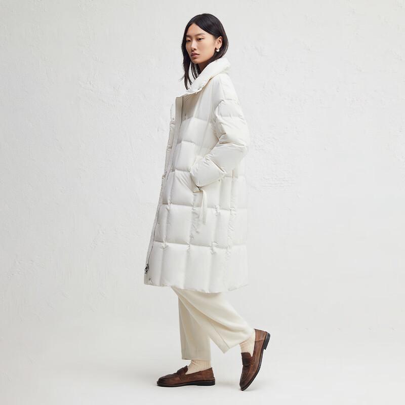 Broadcast Women's Mid-length Loose Fit White Duck Down Jacket
