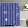 Space-Themed Shower Curtain With Rings And Planets Lavender Color For Bathroom Decoration!