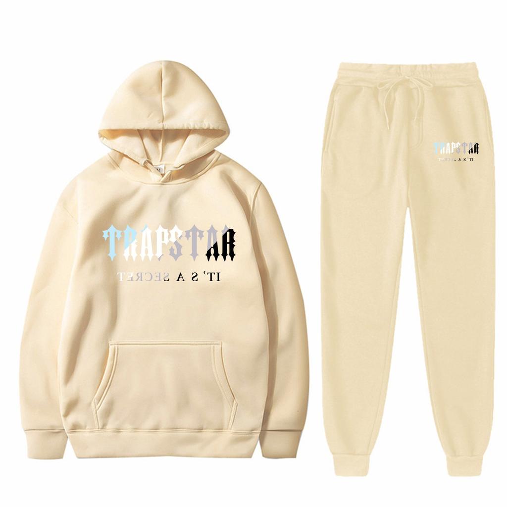Herren- und Damen-Plüsch-Langarmhose Lockerer Kapuzenpullover Bestickt Bedrucktes Kapuzenpullover-Set