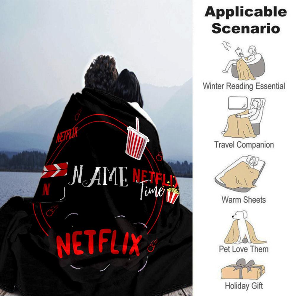 Netflix Movie Night Theme Four Seasons Blanket Customized With Your Name Lightweight And Warm Perfect Gift For Home Office Camping Sofa Travel Beach