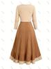 Patchwork Lace-up Plus Size Tassel Hem Ruffle Dress